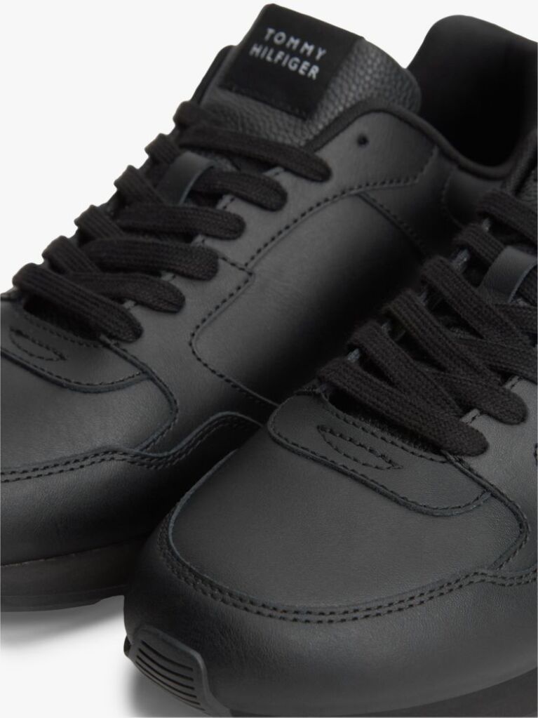 Black Logo Lightweight Trainers With Leather  Men