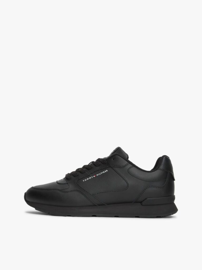 Black Logo Lightweight Trainers With Leather  Men