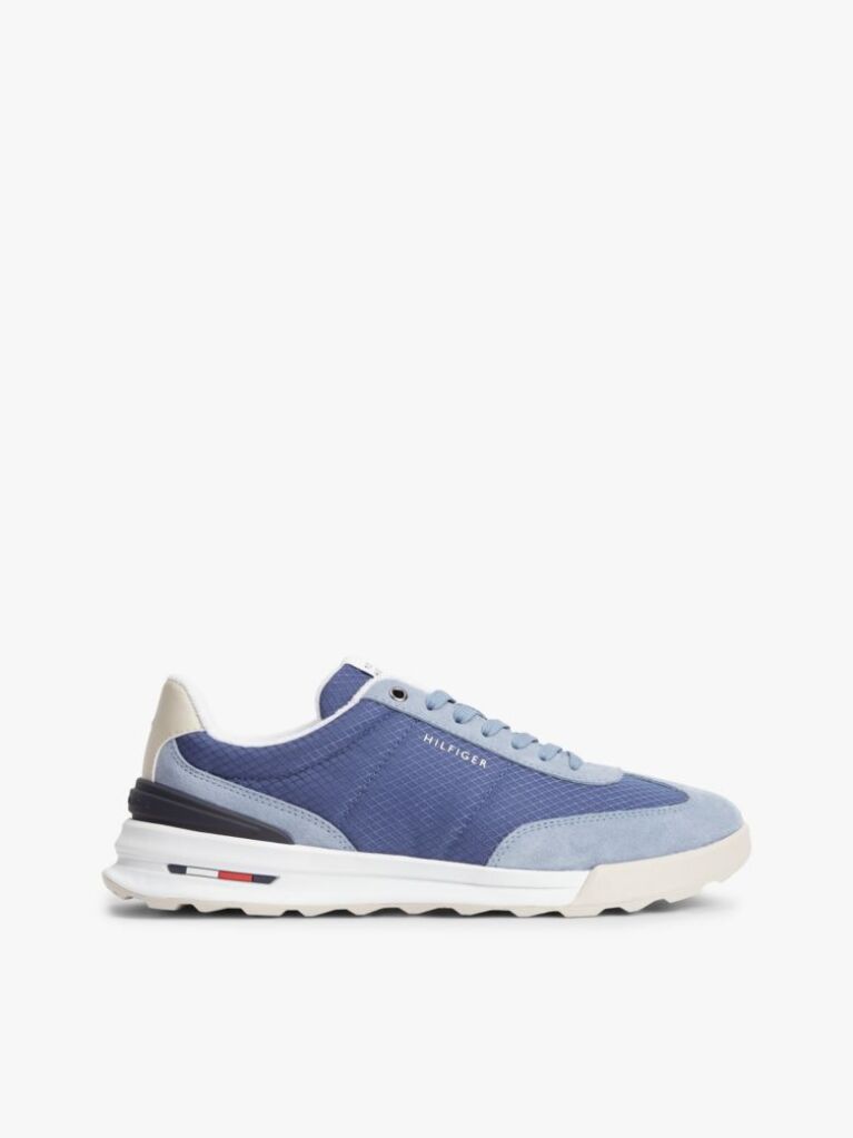 Blue Retro Mixed Texture Chunky Cleat Trainers  Men