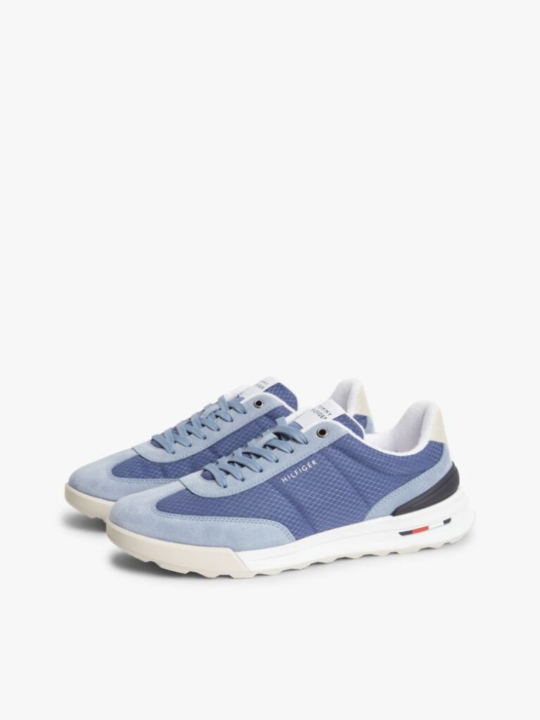 Blue Retro Mixed Texture Chunky Cleat Trainers  Men