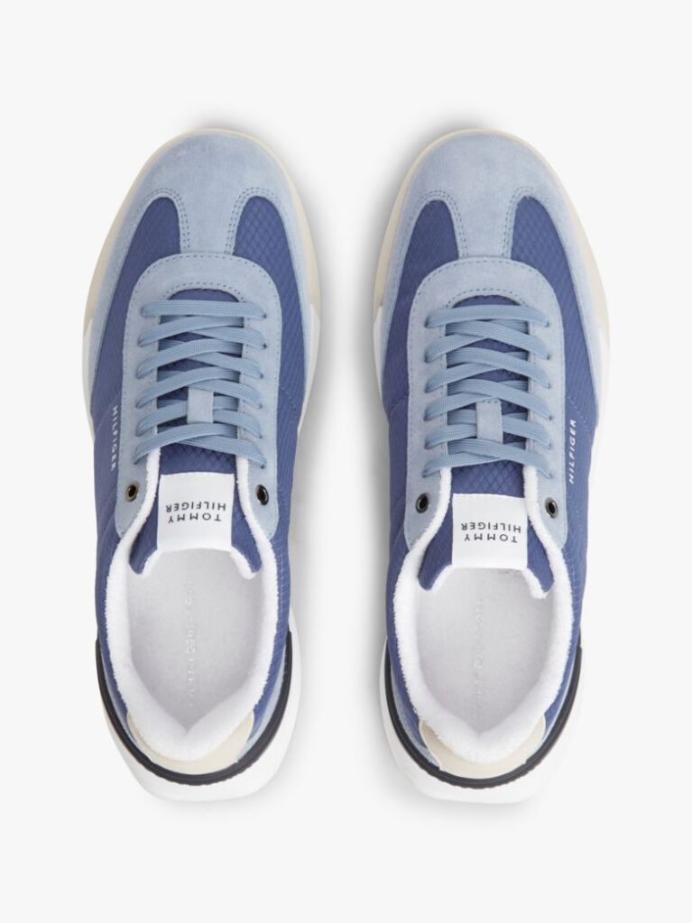 Blue Retro Mixed Texture Chunky Cleat Trainers  Men