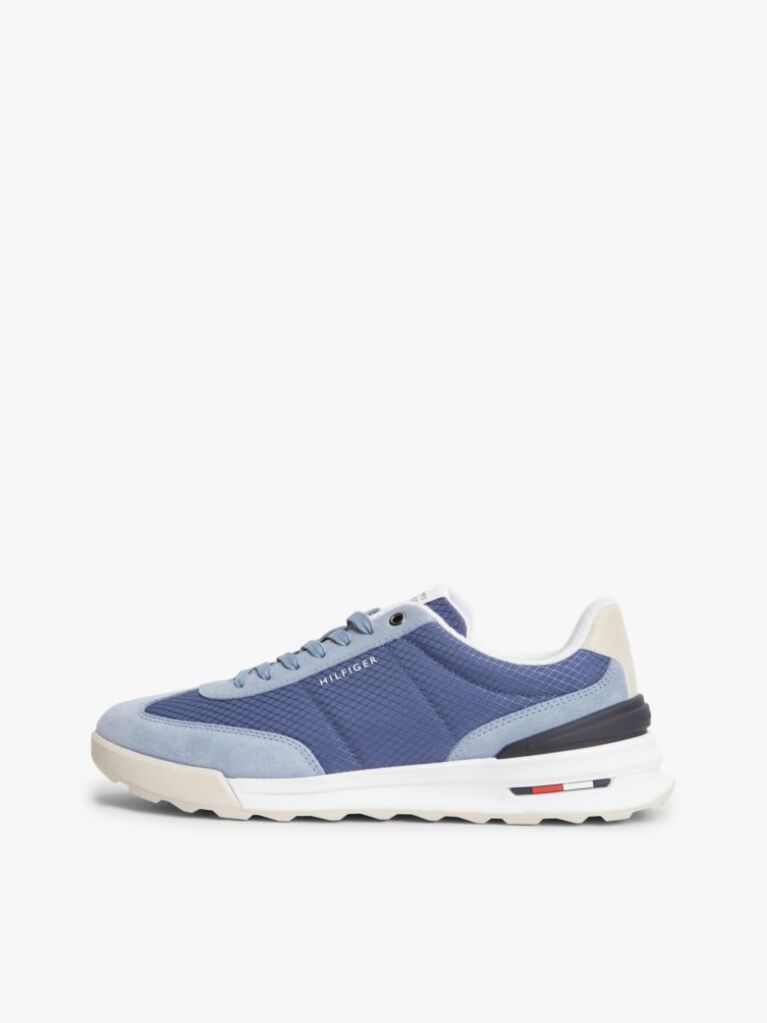 Blue Retro Mixed Texture Chunky Cleat Trainers  Men