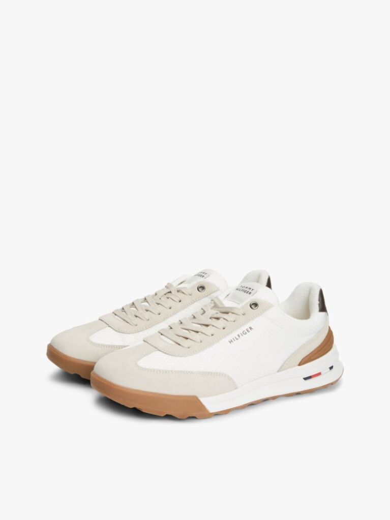 Beige Retro Mixed Texture Chunky Cleat Trainers  Men