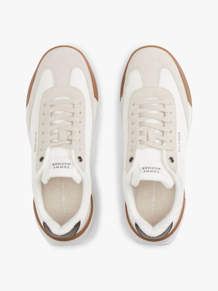 Beige Retro Mixed Texture Chunky Cleat Trainers  Men