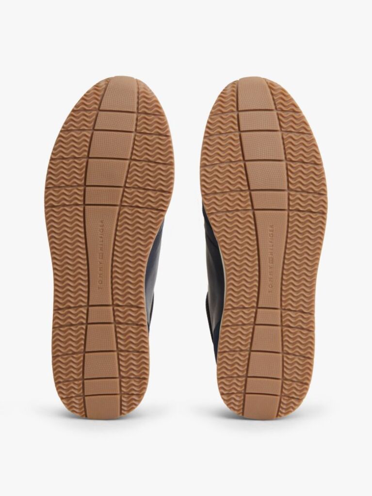 Blue Suede Mixed Texture Trainers  Men