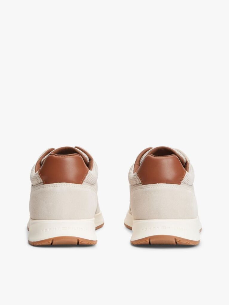 Beige Suede Mixed Texture Trainers  Men