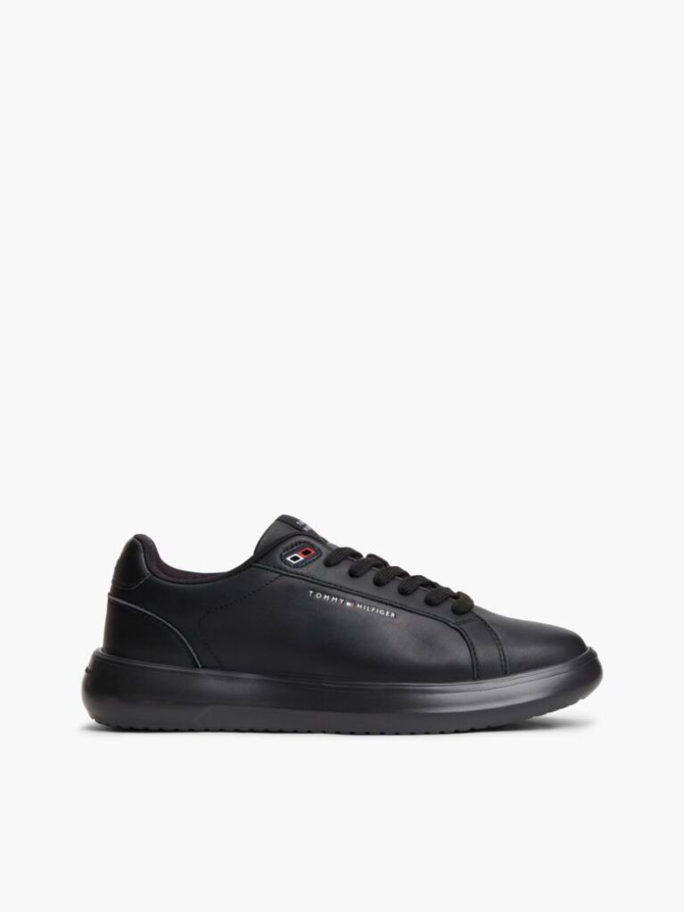 Black Chunky Leather Sneakers  Men