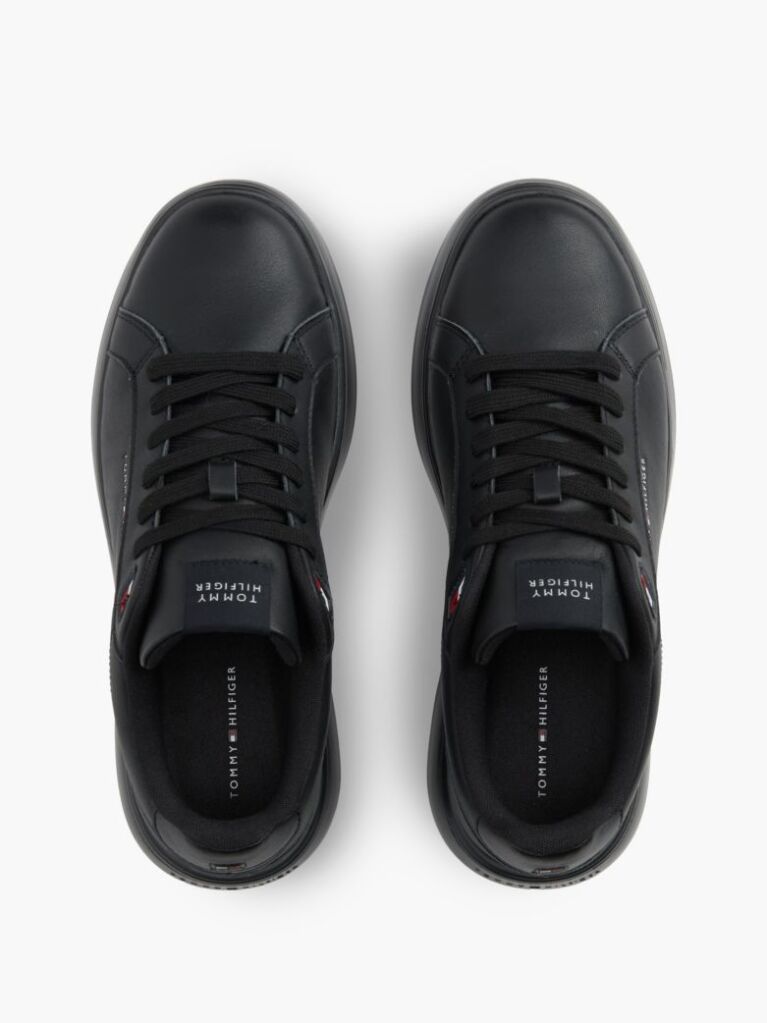 Black Chunky Leather Sneakers  Men
