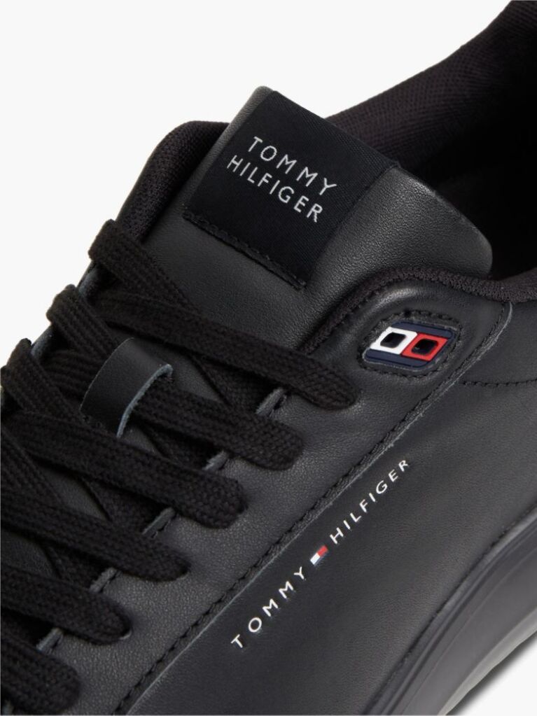 Black Chunky Leather Sneakers  Men