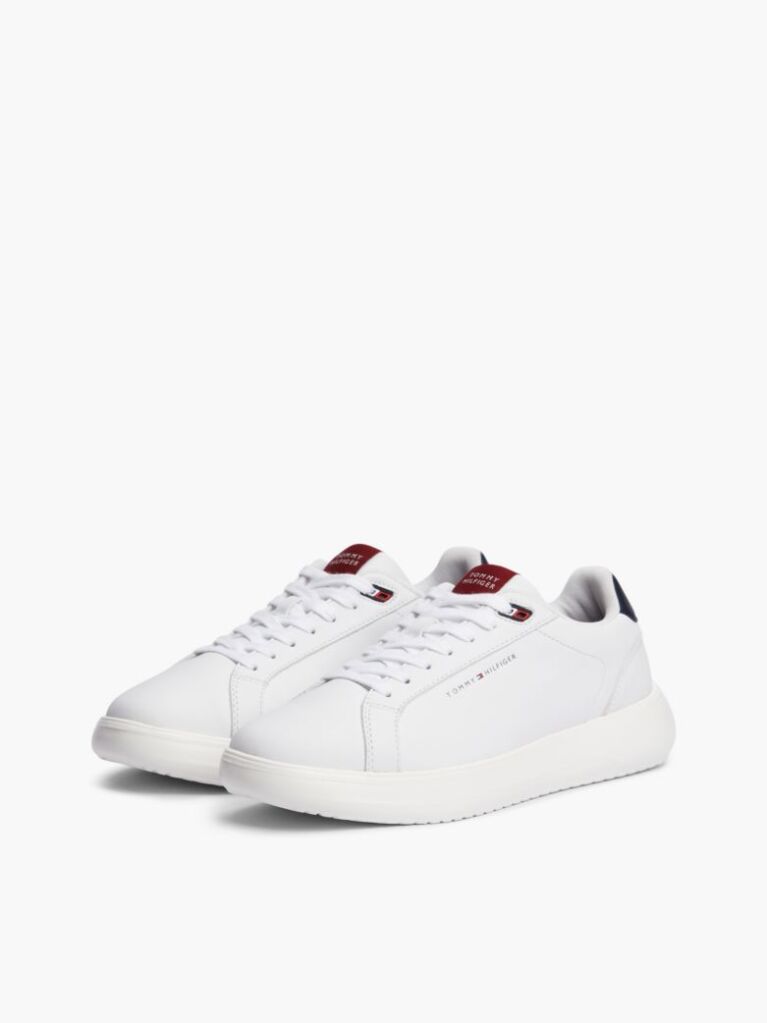 White Chunky Leather Sneakers  Men