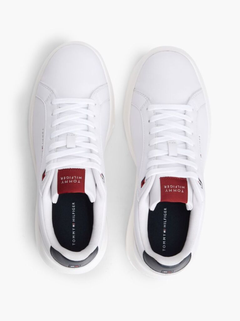 White Chunky Leather Sneakers  Men