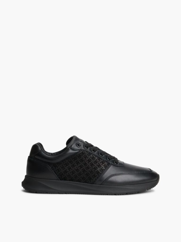 Black TH Monogram Leather Runner Sneakers  Men