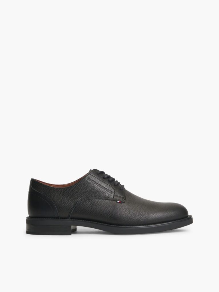 Black Pebble Grain Leather Derby Shoes  Men