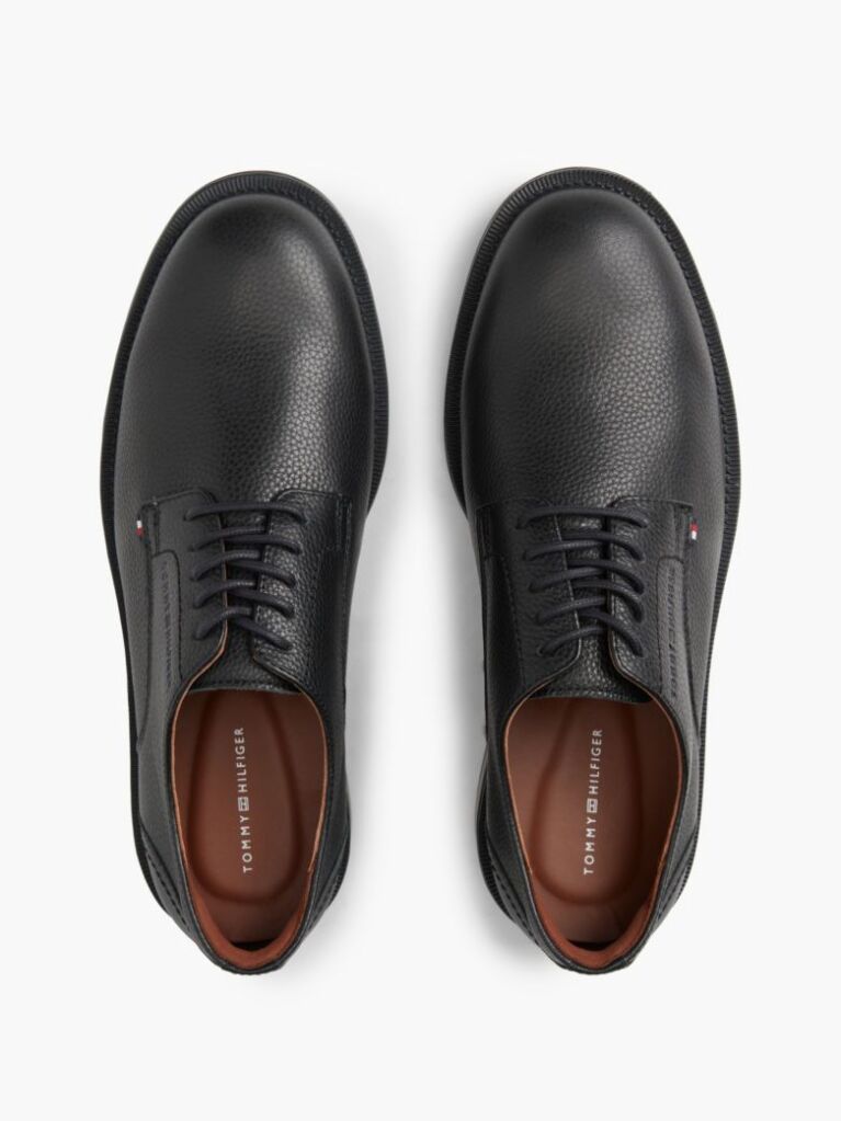 Black Pebble Grain Leather Derby Shoes  Men