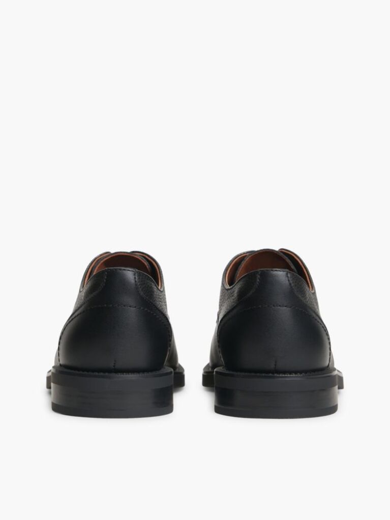 Black Pebble Grain Leather Derby Shoes  Men