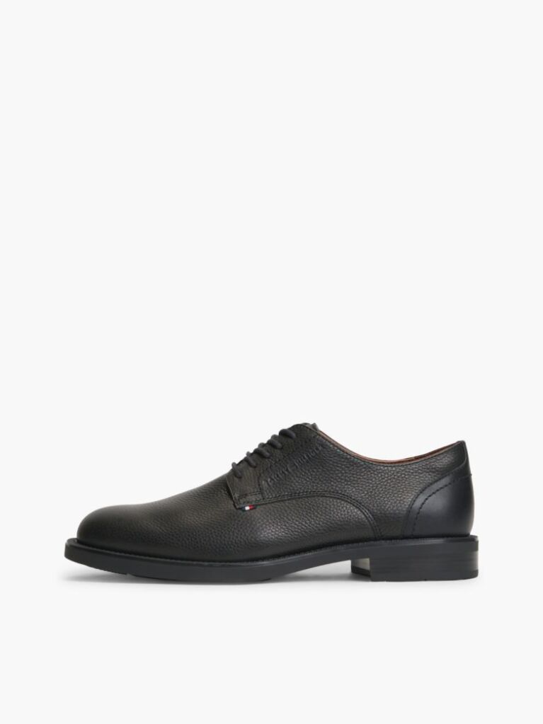 Black Pebble Grain Leather Derby Shoes  Men