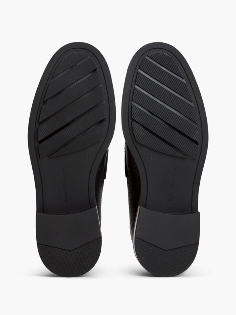 Black Pebble Grain Leather Penny Loafers  Men
