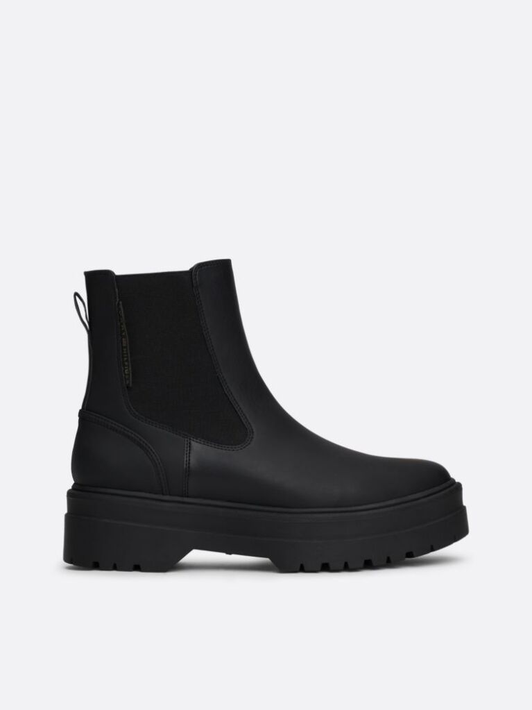 Black Rubberised Chunky Chelsea Boots  Women
