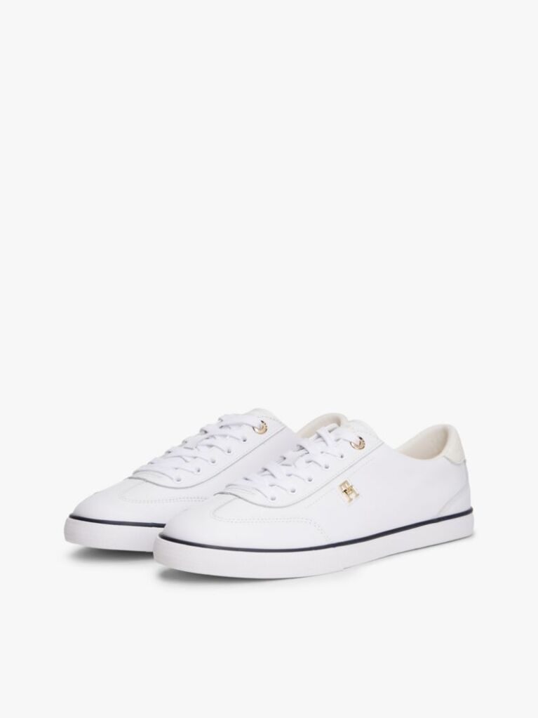 Άσπρο Δερμάτινα Δετά Sneakers Με Μονόγραμμα  Γυναίκες
