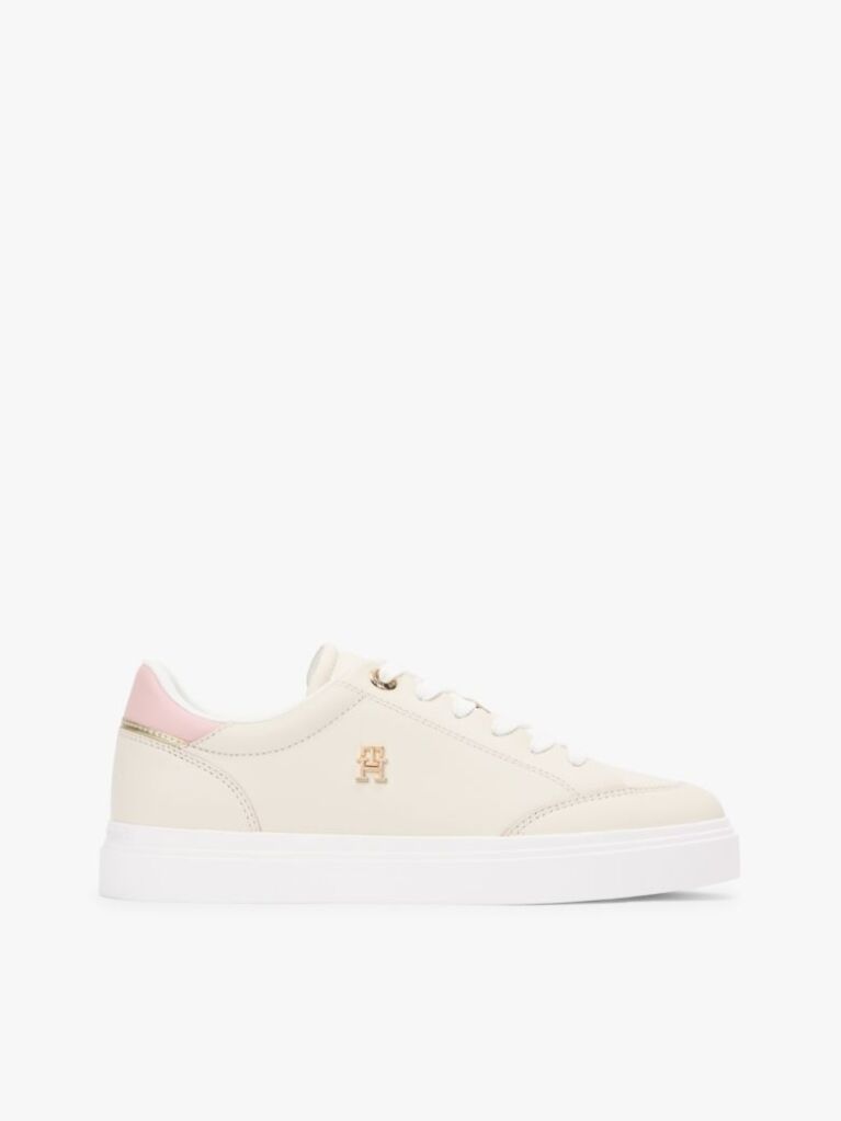 Beige Leather TH Monogram Cupsole Trainers  Women