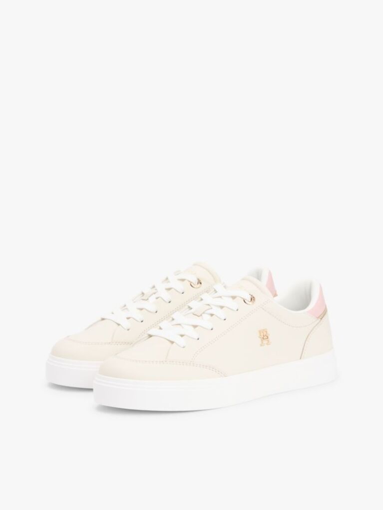 Beige Leather TH Monogram Cupsole Trainers  Women