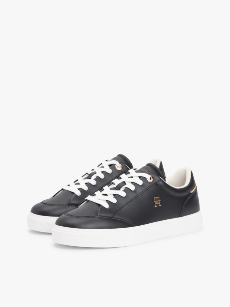 Μαύρο Δερμάτινα Sneakers Με Μονόγραμμα TH  Γυναίκες