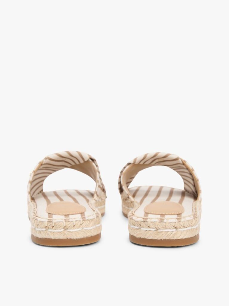 Beige Canvas TH Monogram Stripe Espadrille Mules  Women