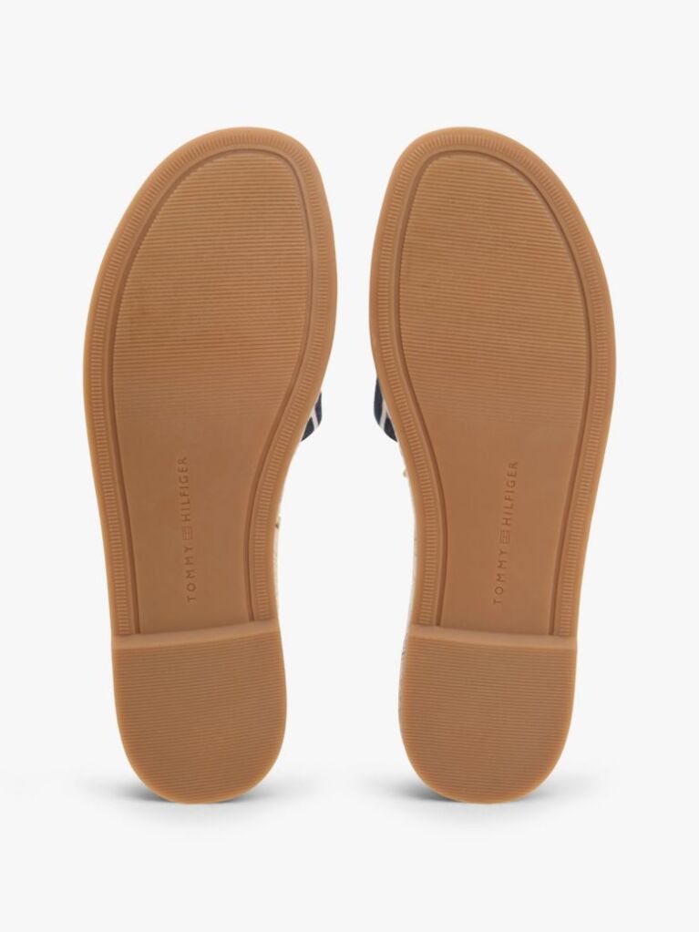 Blue Canvas TH Monogram Stripe Espadrille Mules  Women