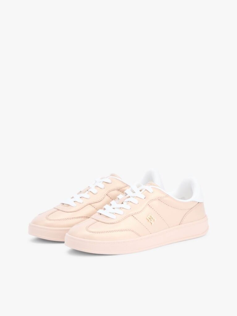 Pink TH Monogram Metallic Trainers With Leather  Women