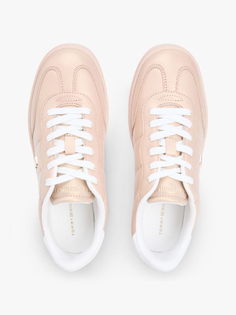 Pink TH Monogram Metallic Trainers With Leather  Women