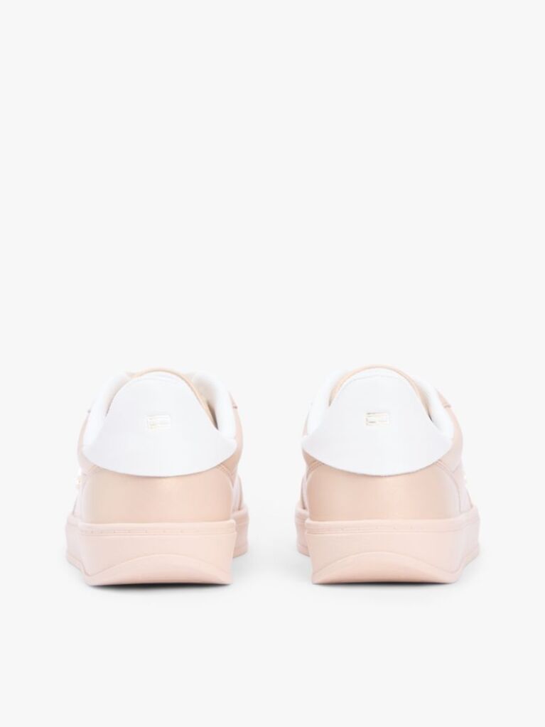 Pink TH Monogram Metallic Trainers With Leather  Women