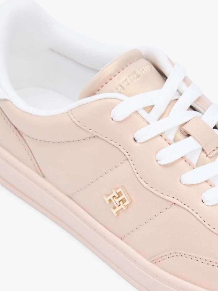 Pink TH Monogram Metallic Trainers With Leather  Women