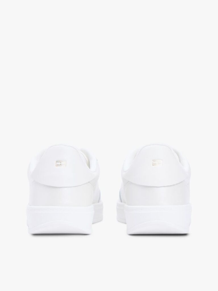 White TH Monogram Metallic Trainers With Leather  Women