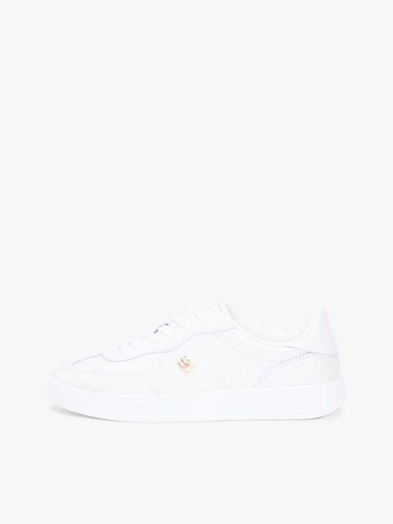 White TH Monogram Metallic Trainers With Leather  Women