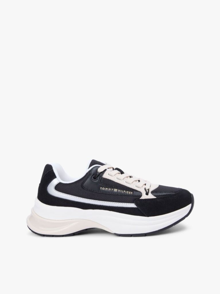 Black Suede Chunky Lace-Up Trainers  Women