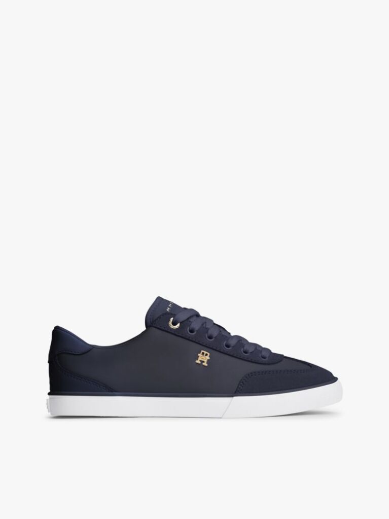 Blue Leather TH Monogram Vulcanised Trainers  Women