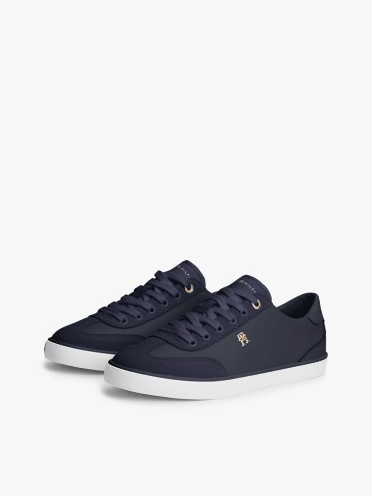 Blue Leather TH Monogram Vulcanised Trainers  Women