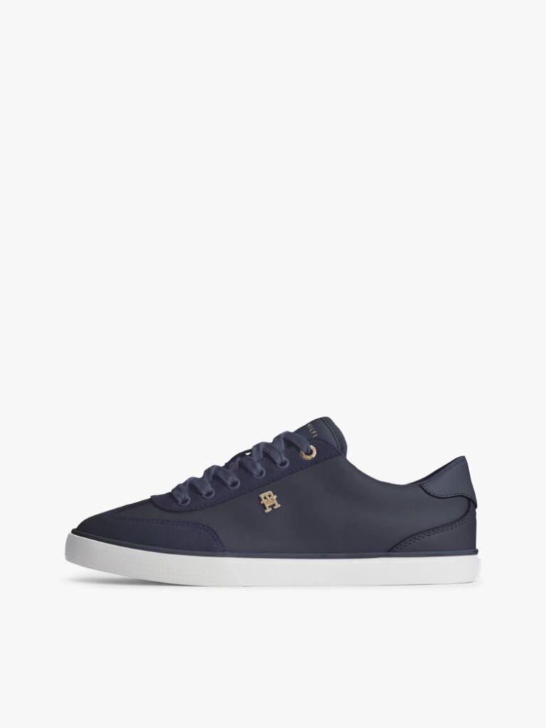 Blue Leather TH Monogram Vulcanised Trainers  Women