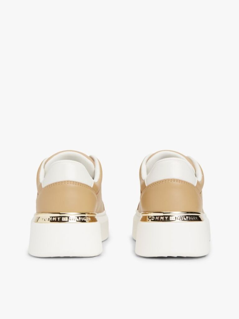 Beige Metallic TH Monogram Leather Platform Trainers  Women