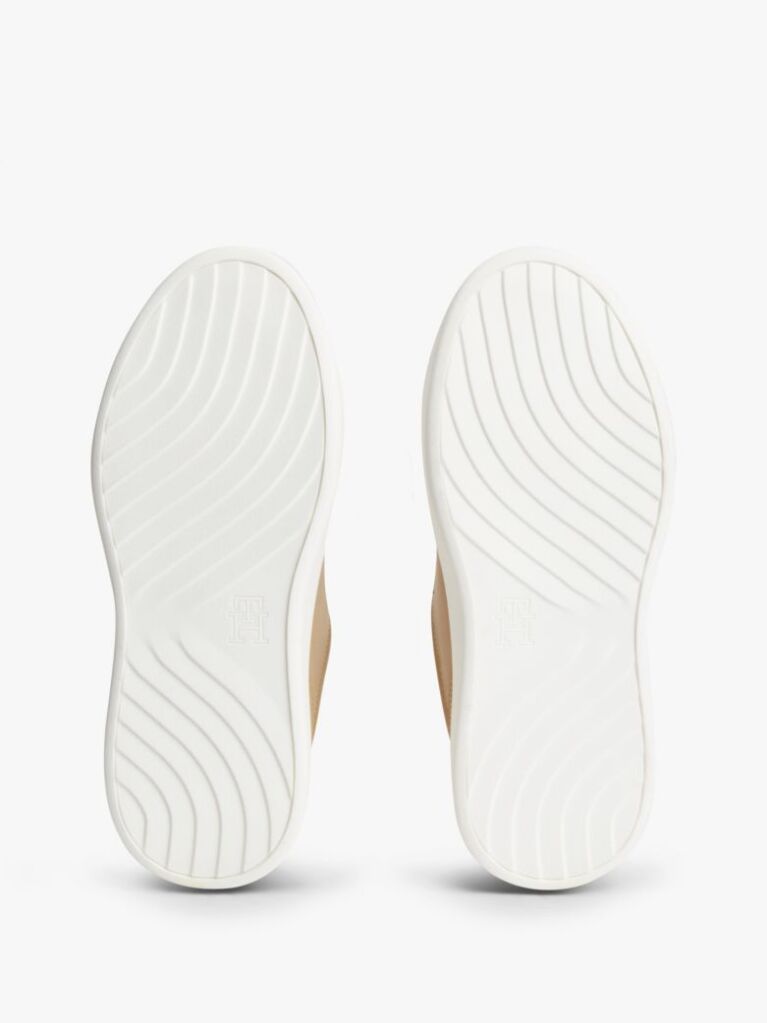 Beige Metallic TH Monogram Leather Platform Trainers  Women