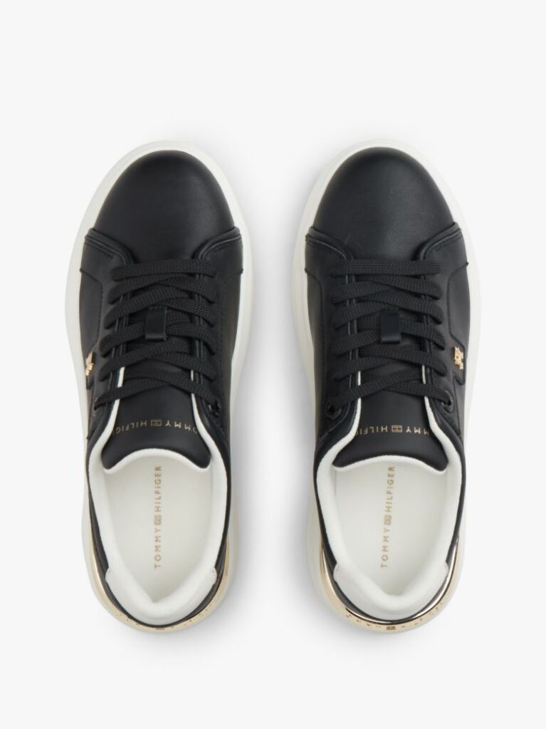 Black Metallic TH Monogram Leather Platform Trainers  Women