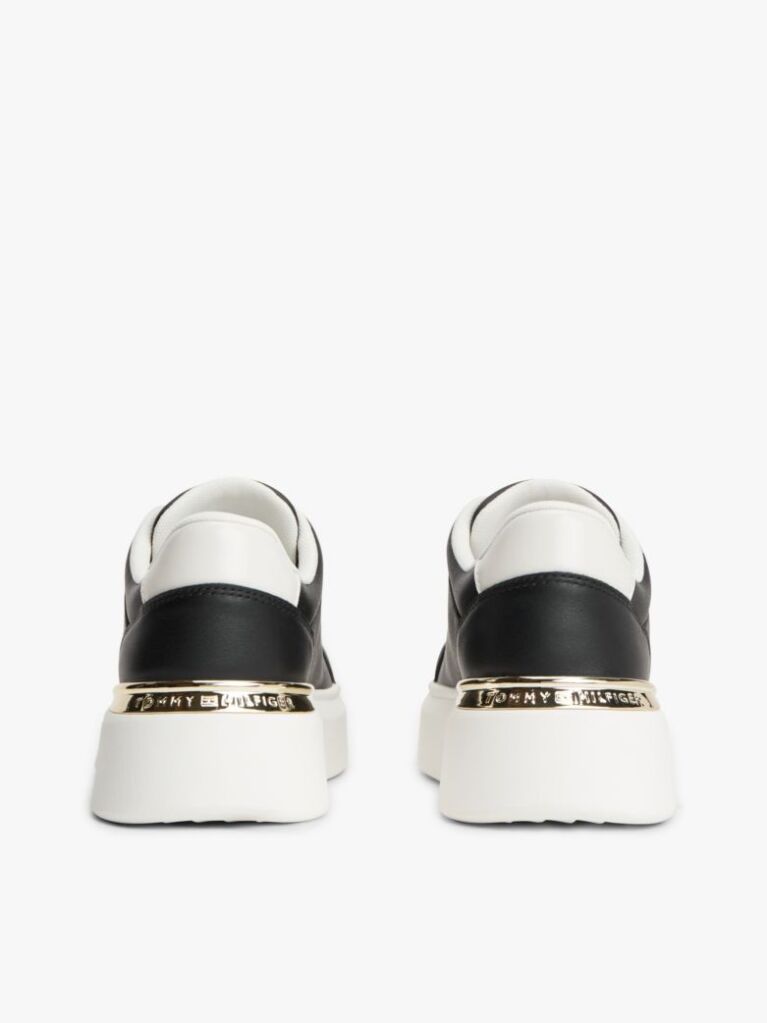 Black Metallic TH Monogram Leather Platform Trainers  Women