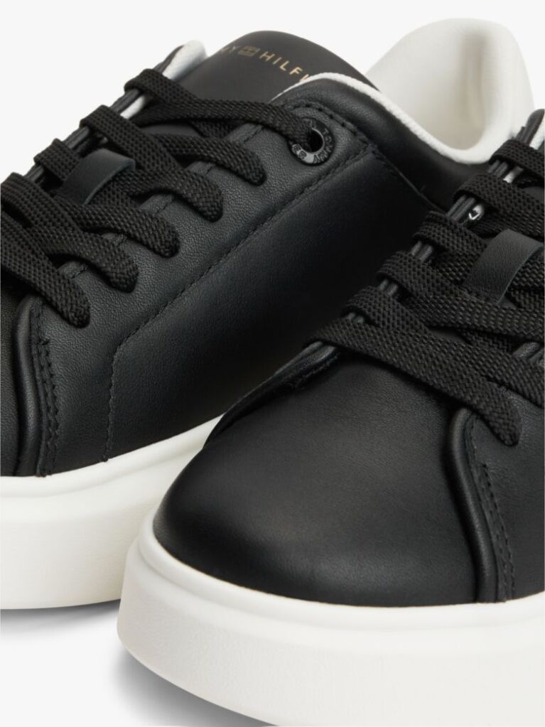 Black Metallic TH Monogram Leather Platform Trainers  Women
