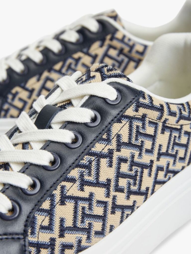 Blue TH Monogram Platform Textile Trainers  Women