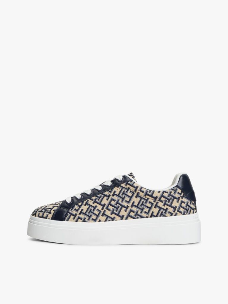 Blue TH Monogram Platform Textile Trainers  Women