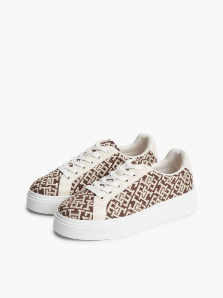 Multi TH Monogram Platform Textile Trainers  Women