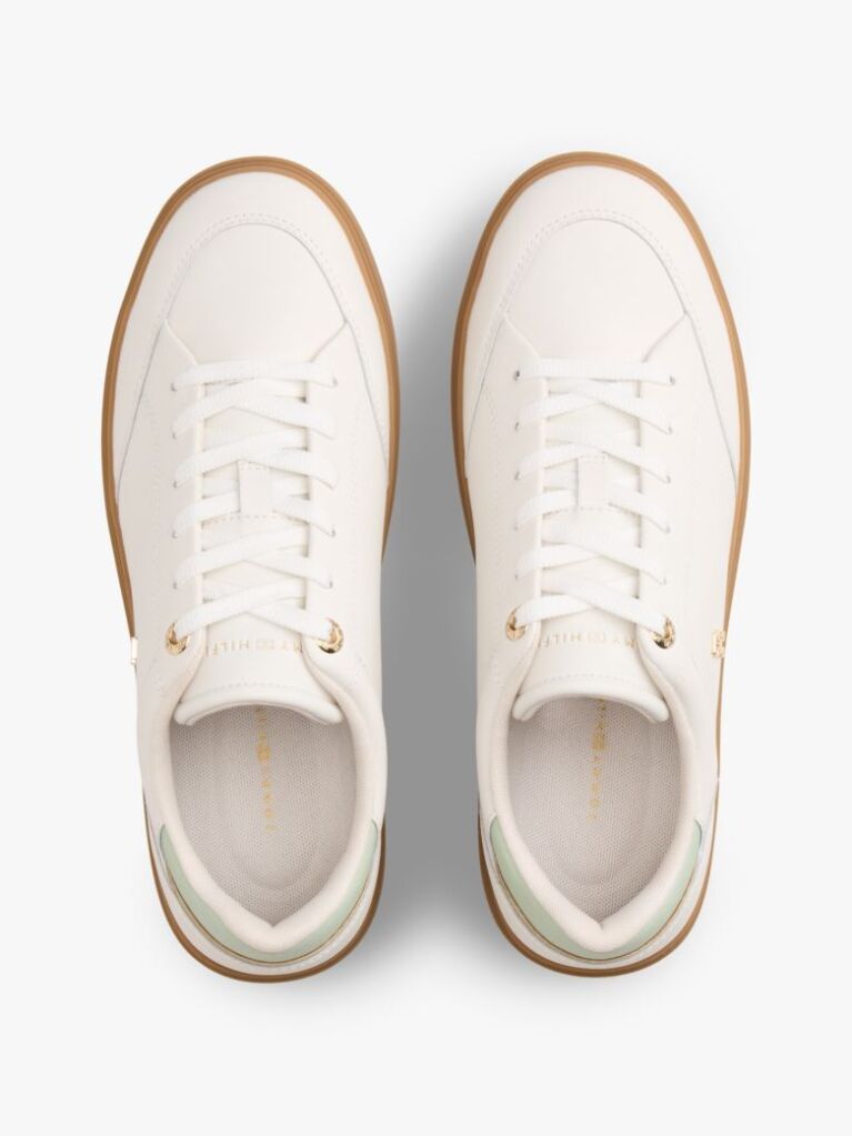 Beige TH Monogram Leather Trainers  Women