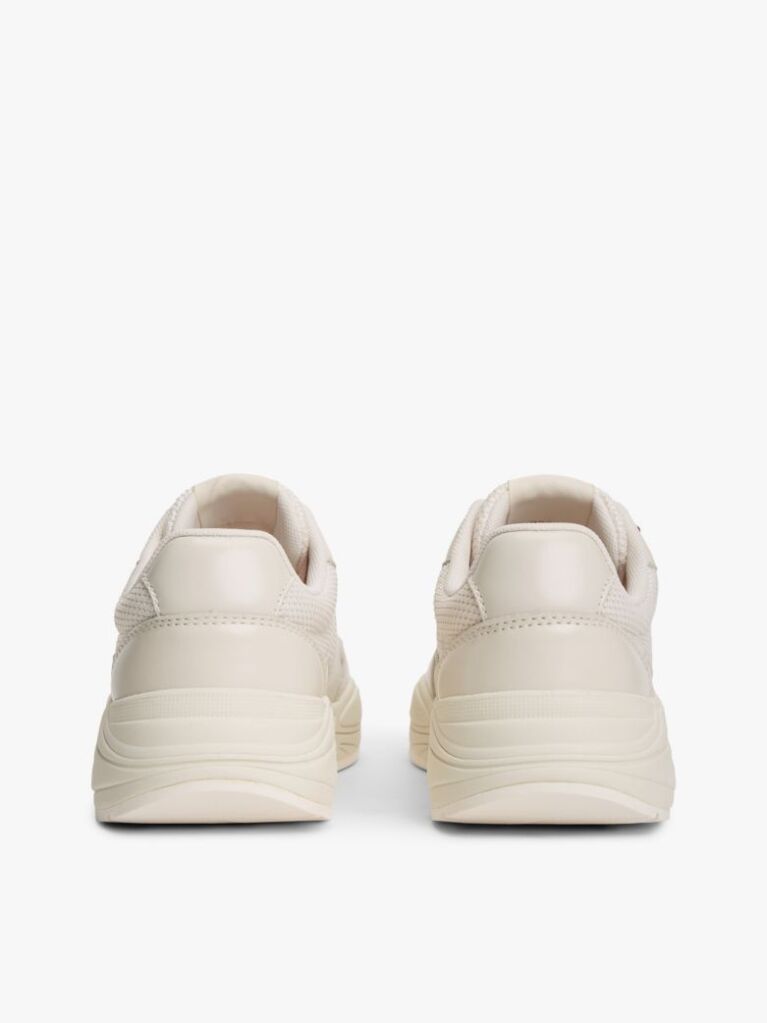 Beige TH Monogram Mixed Texture Leather Trainers  Women