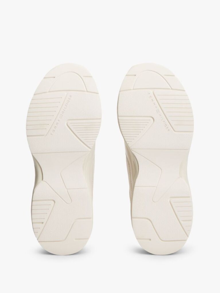 Beige TH Monogram Mixed Texture Leather Trainers  Women