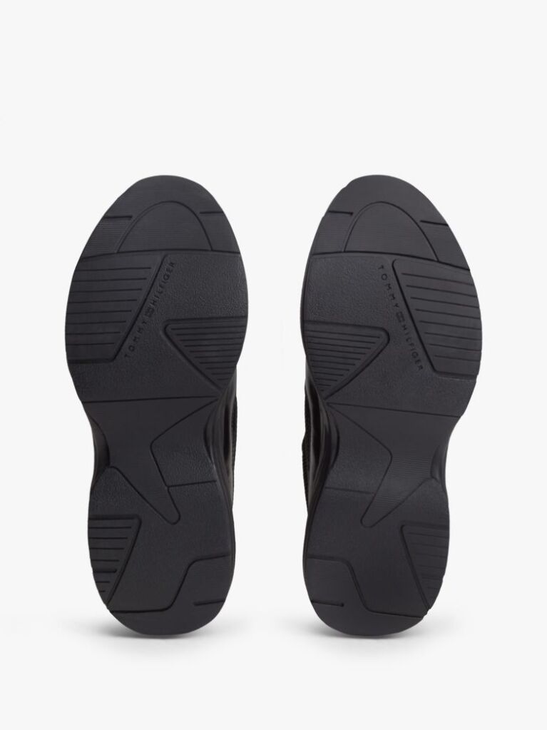Black TH Monogram Mixed Texture Leather Trainers  Women